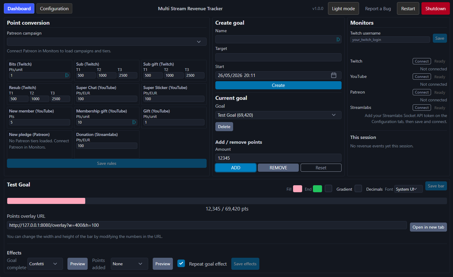 Dashboard screenshot